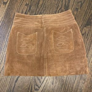 Free People Mini Brown Suede Skirt